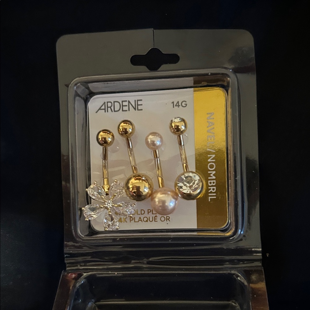 Ardene Gold and Clear Navel Jewelry Set